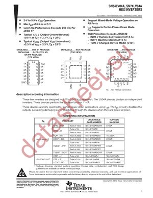 SN74LV04APWT datasheet  